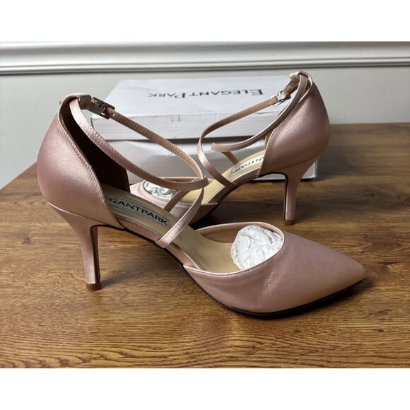 ELEGANTPARK Heels for Women Closed Toe Strappy Pointed High Heel Pumps Satin 8 - Picture 7 of 10